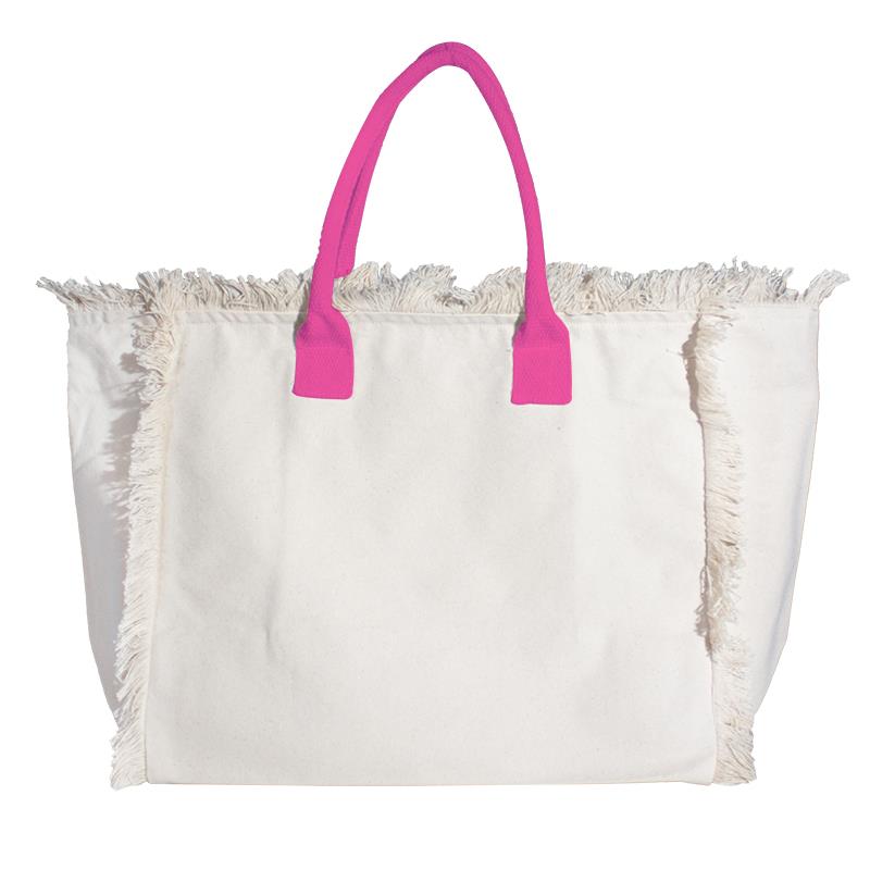 Organic Fairtrade Strandtasche Lola mit farbigen Henkeln neon pink