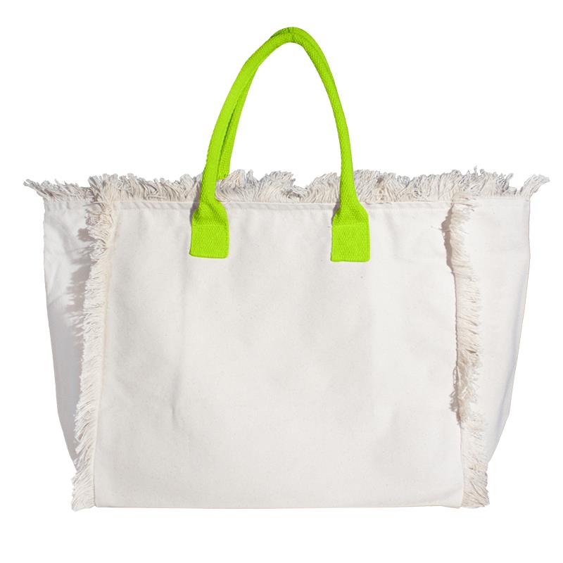 Organic Fairtrade Strandtasche Lola mit farbigen Henkeln neon yellow
