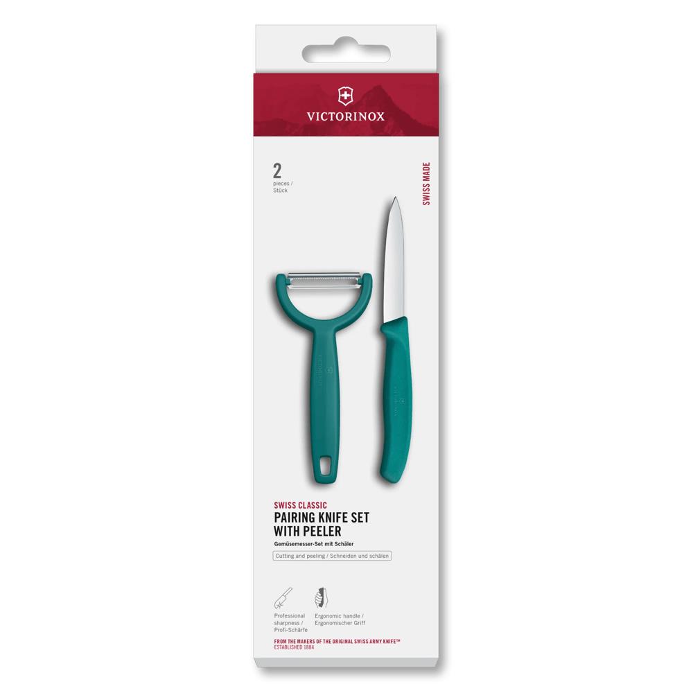 Swiss Classic, Gemüsemesser mit Y-Schäler, 2tlg, grün, Box