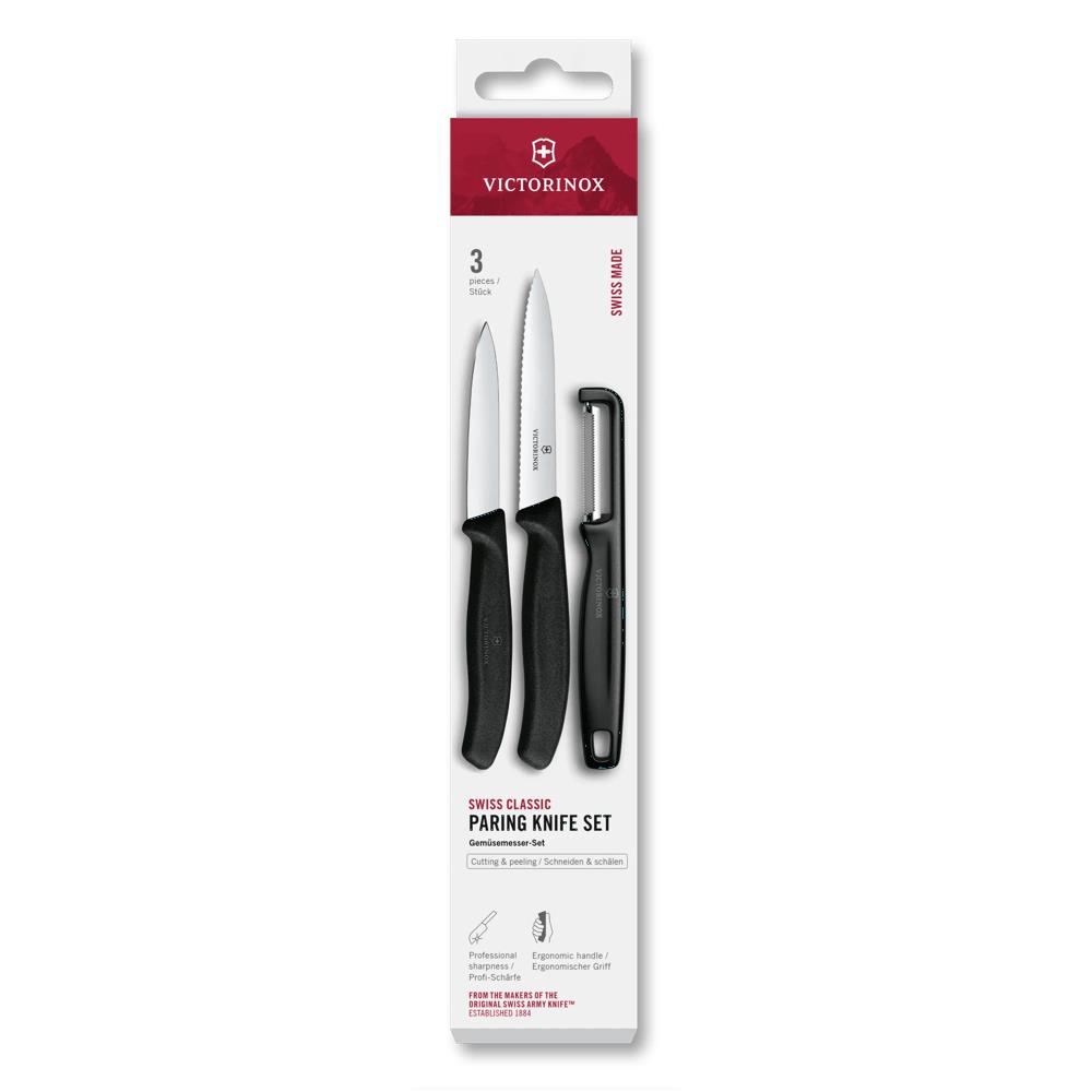 Swiss Classic, Gemüsemesser mit I-Schäler, 3tlg, schwarz, Box